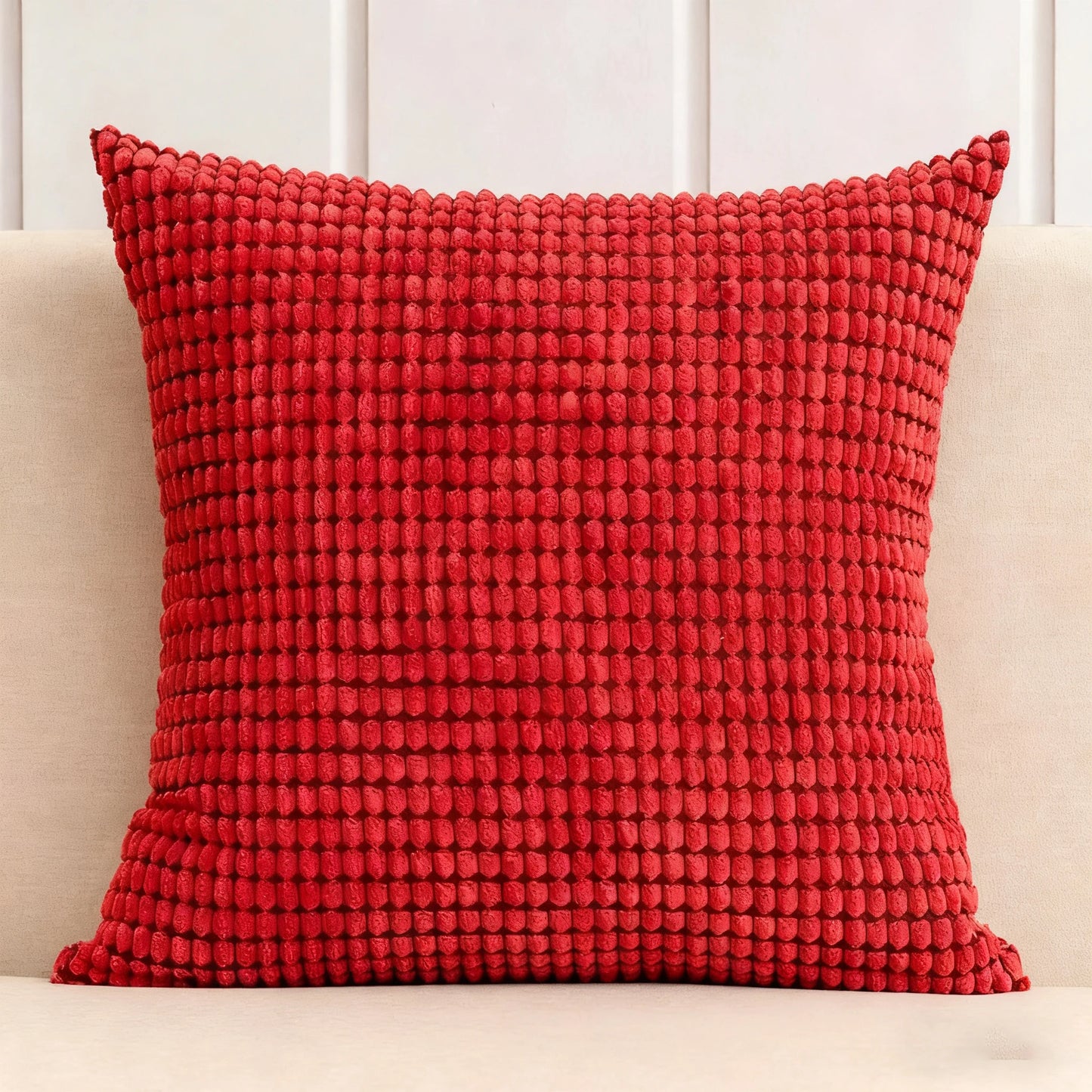 Christmas Red Corduroy Throw Pillow Covers – Soft Decorative Lumbar Cushion Cases for Holiday Home Decor