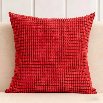 Christmas Red Corduroy Throw Pillow Covers – Soft Decorative Lumbar Cushion Cases for Holiday Home Decor