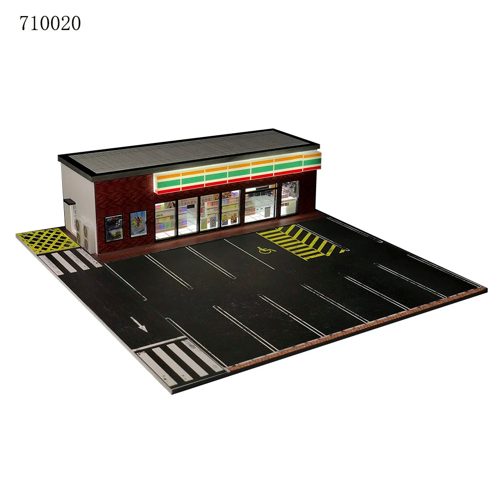 GFans 1:64 Scale Diorama Car Garage Model – LED Lighted Parking Lot DIY City Set for Collection & Display Gifts
