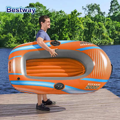 Bestway 61136/61140/61142/61146 Heavy-Duty Inflatable Kayak – 1-3 Person PVC Rafting Boat for Adventure & Thrilling Rides