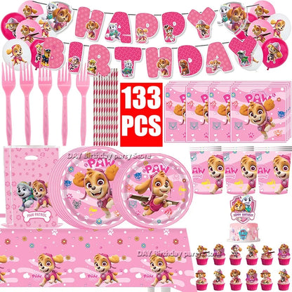 Paw Patrol Kids Birthday Party Supplies Set – Cups, Plates, Napkins, Gift Bags & Cake Toppers Decorations Kit