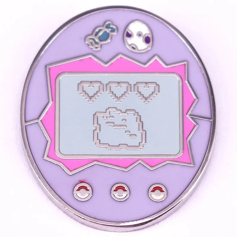 Cute Elf Tamagotchi Enamel Pin - Game Console Badge Brooch for Fans
