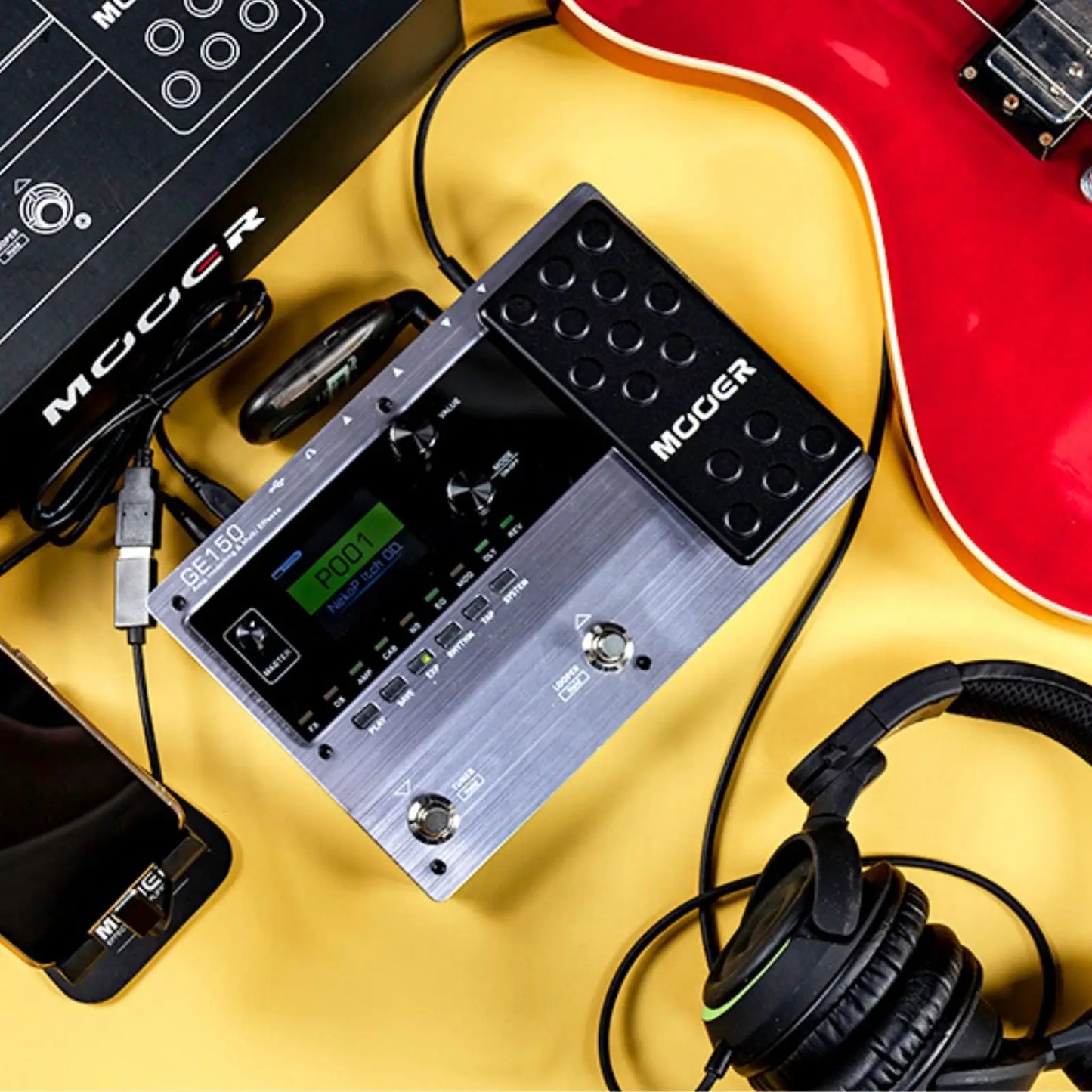 MOOER GE150 Electric Guitar Amp Modeling Pedal – Portable Multi-Effects Processor with Expression & IR Loading