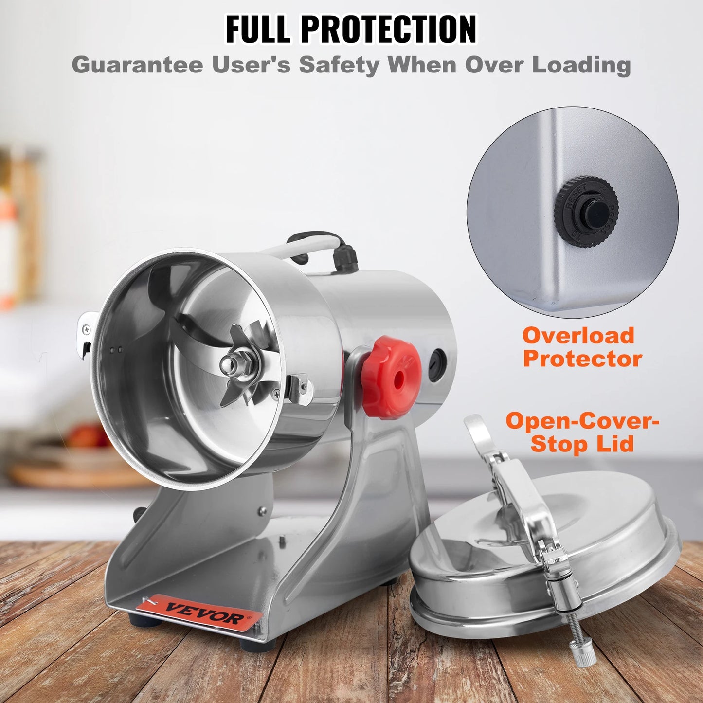 SucceBuy 150-2500g Electric Grain Mill Grinder – Commercial Spice & Herb Grinder for Coffee, Corn & Cereals