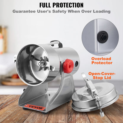 SucceBuy 150-2500g Electric Grain Mill Grinder – Commercial Spice & Herb Grinder for Coffee, Corn & Cereals