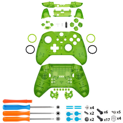 eXtremeRate Clear Full Shell Replacement Kit for Xbox Elite Series 2 Core Controller Model 1797 – Faceplate, Back Plate & Buttons