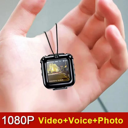 V9 Mini Clip Necklace Camera - 1080P Portable Audio Video Photo Recorder with Display Screen and Loop Recording