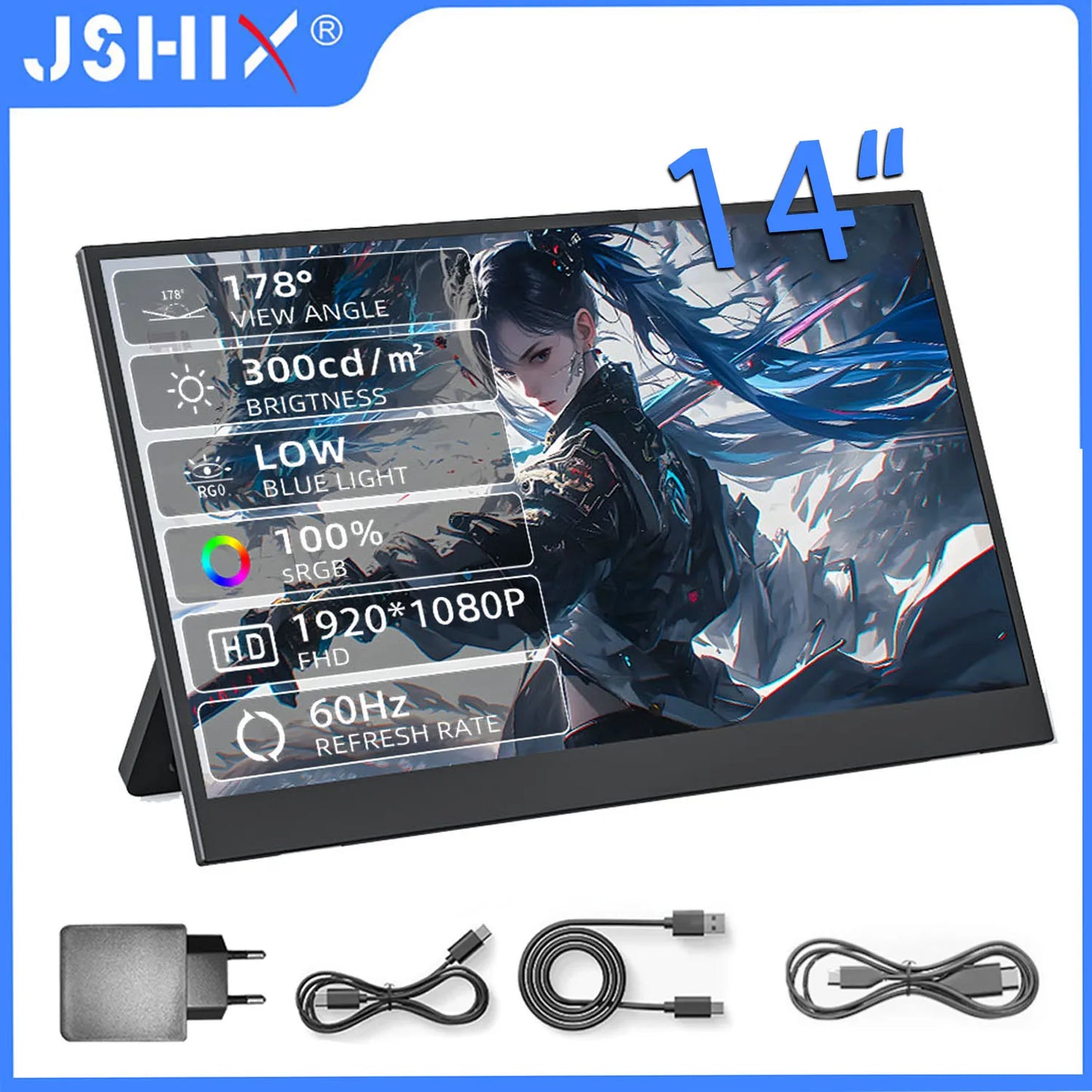 JSHIX 11.6/14/15.6 Inch Portable Monitor — 1080P Full HD IPS Second Screen for Gaming, Laptop, Phone, Switch & Xbox