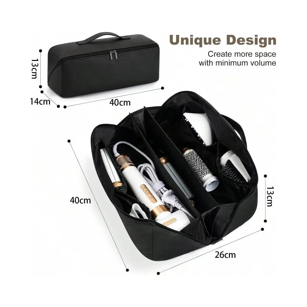 Waterproof Double-Layer Hair Dryer Case for Shark FlexStyle/Dyson Airwrap – Portable Large Capacity Curler Bag
