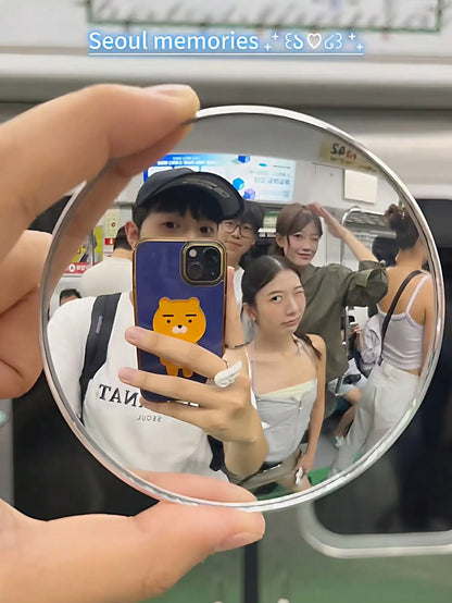 Portable Mini Travel Round Mirror Wide-Angle Reflective Spherical Mirror for Photos & Selfies