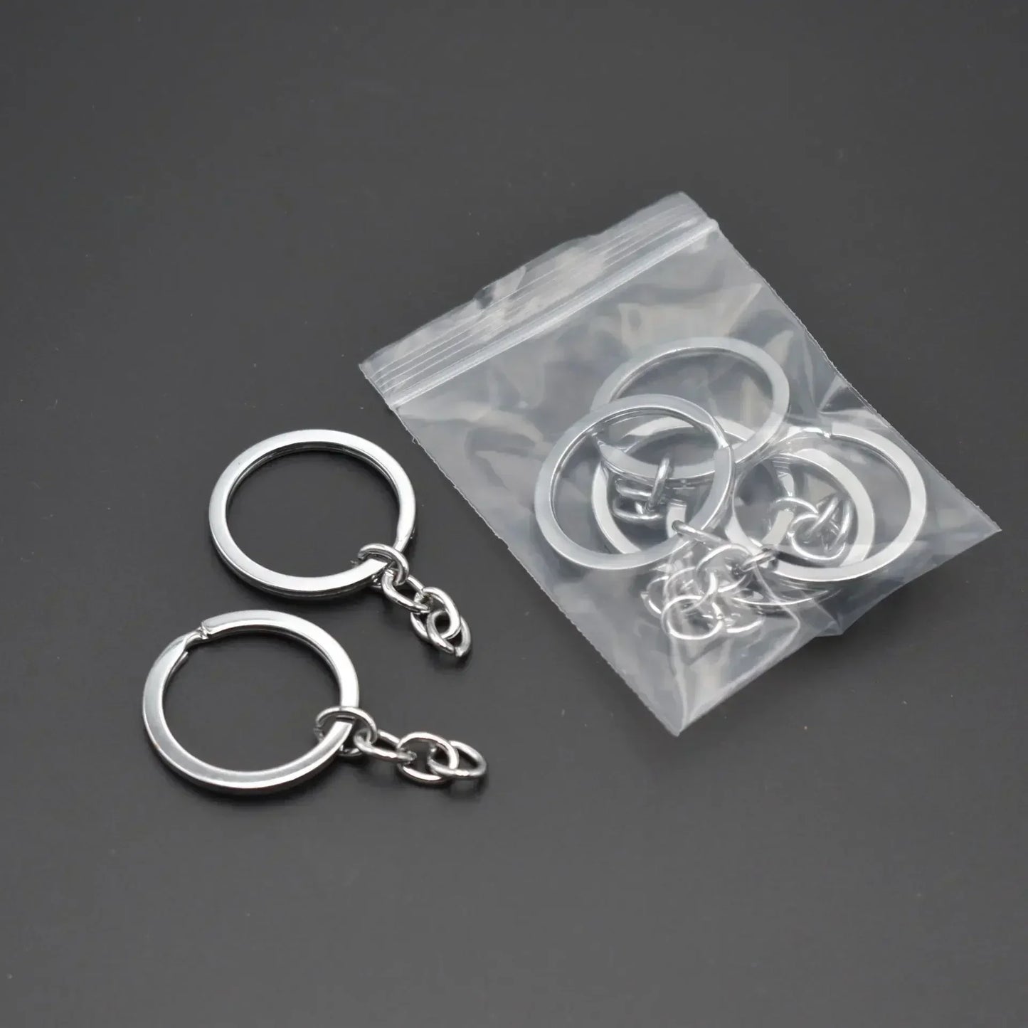 50/100pcs Stainless Steel Keyring Set – Split Rings, Lobster Clasps & Chains for DIY Keychains & Keyfobs