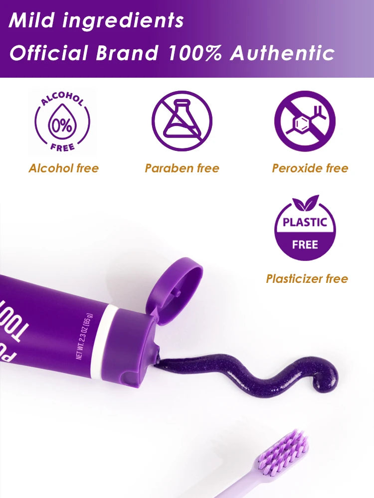 Purple Tooth Whitening Toothpaste – Teeth Stain Remover, Oral Gum Care & Fresh Breath