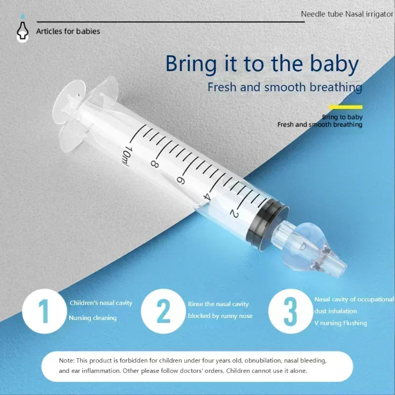 Needle Tube Baby Nasal Aspirator - Syringe Nose Cleaner for Kids Rhinitis, Reusable Nasal Irrigator Washing for Children