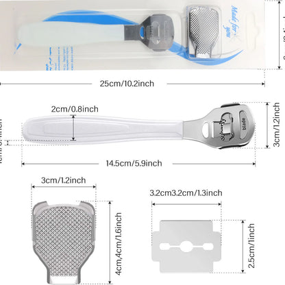 Foot Callus Shaver – Stainless Steel Heel & Hard Skin Remover with 10 Blades Pedicure Tool