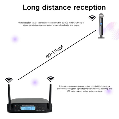GLXD4 Professional Wireless Microphone – Dual Channel UHF Rechargeable Mic for Stage, Speeches & Live Streaming