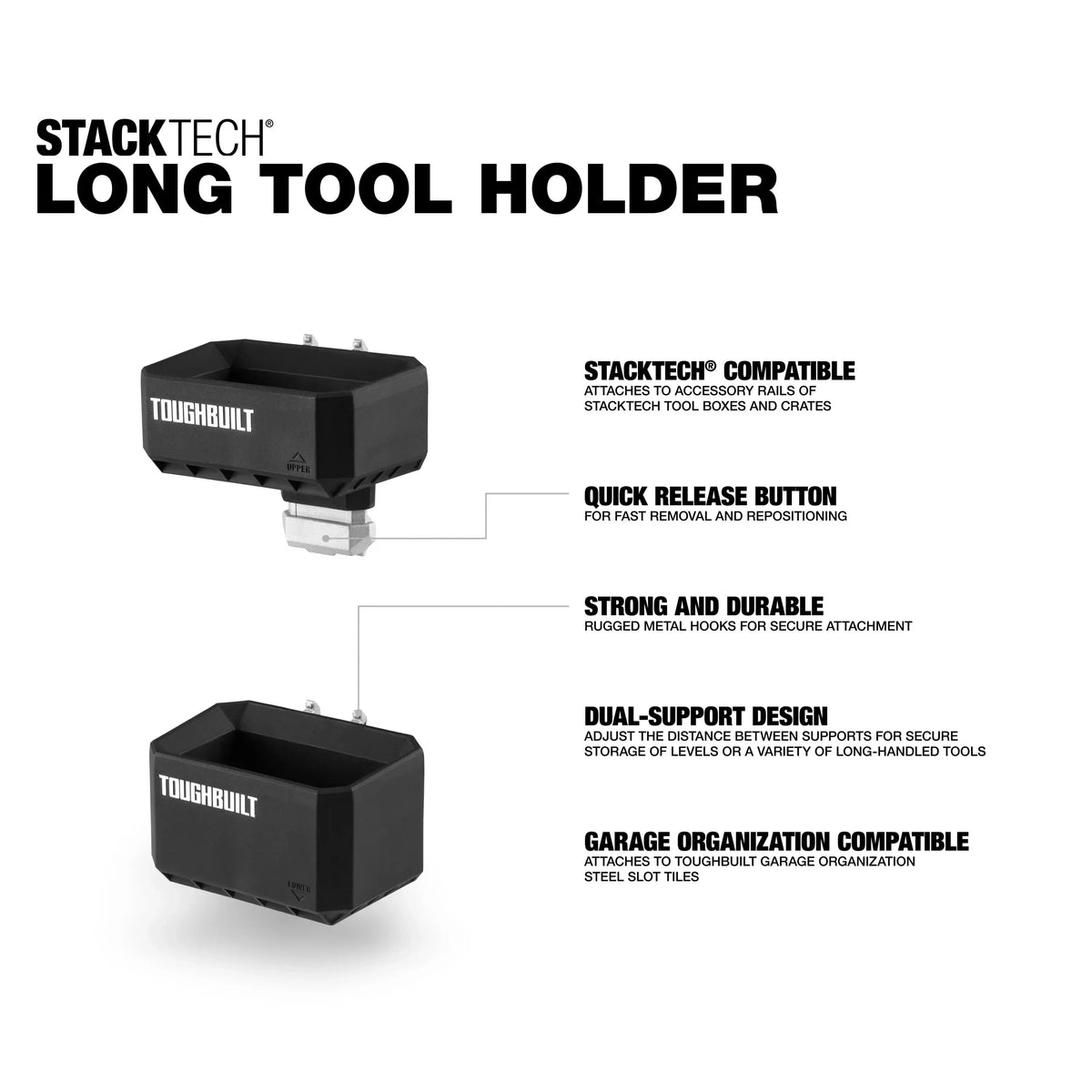 TOUGHBUILT TB-B1-A-54 STACKTECH Tool Holder - Vertical Stackable Plastic Toolbox Organizer for Portable Tool Storage