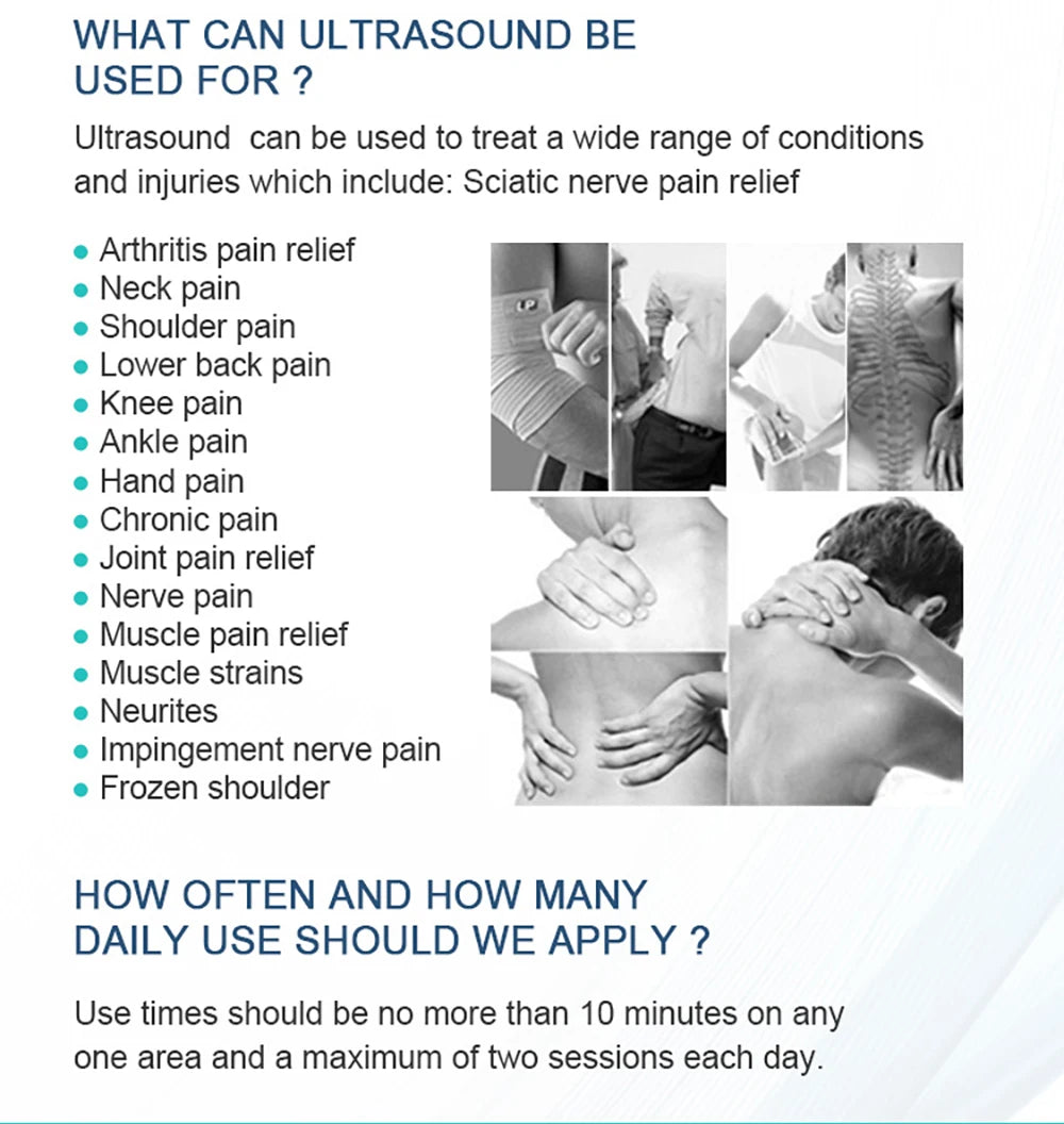 Ultrasound Physiotherapy Massage Device – 1MHz Intensity for Muscle & Joint Pain Relief, No-Drug Ultrasonic Machine