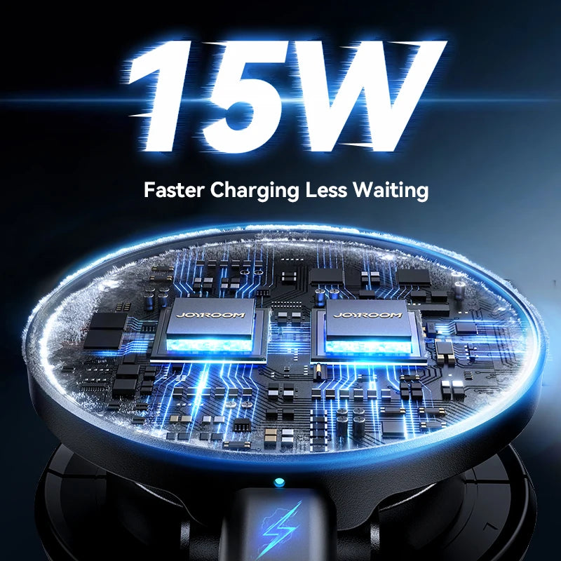Joyroom Magnetic Car Mount N55 - 15W Wireless Charging, 360° Rotation, Foldable Phone Holder & Fast Car Charger JR-ZS408