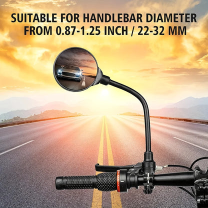 360° Rotatable Bicycle Rearview Handlebar Mirrors – Adjustable Bendable Hose for Mountain Bikes & Motorcycles