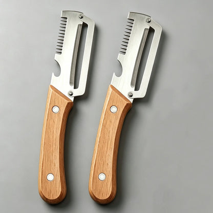 Stainless Steel Vegetable Peeler with Wooden Handle – Durable Fruit & Veg Slicer Tool for Smooth Peeling
