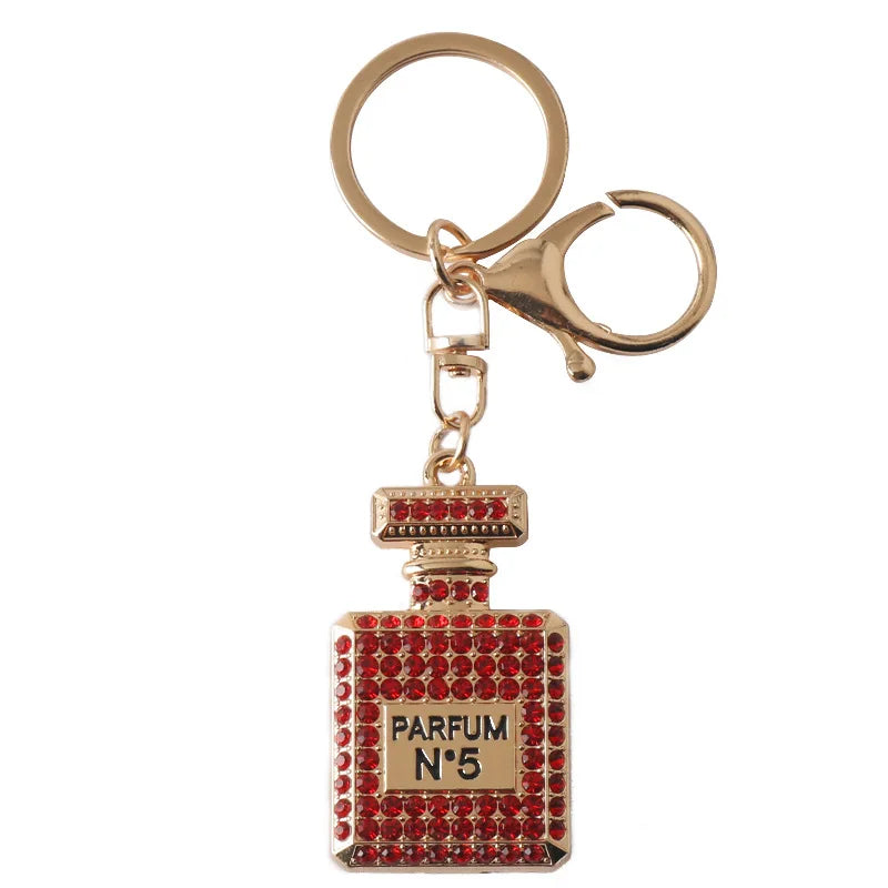 Creative Rhinestone Car & Bag Keychain — Full Diamond Perfume Bottle Pendant for Women’s Accessories