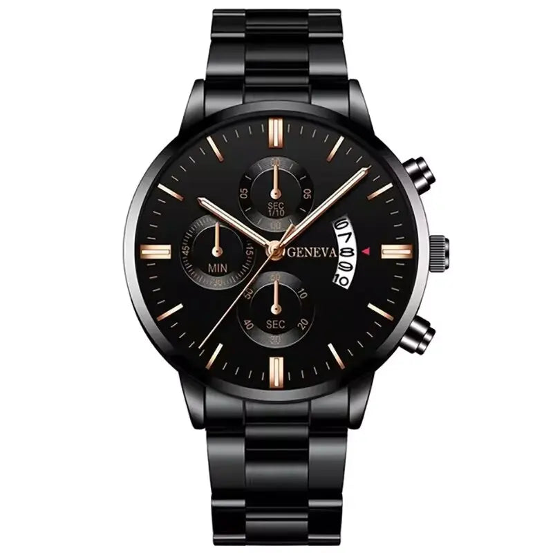 Fashion Men's Stainless Steel Watch – Luxury Quartz Wristwatch with Calendar for Business & Everyday Wear