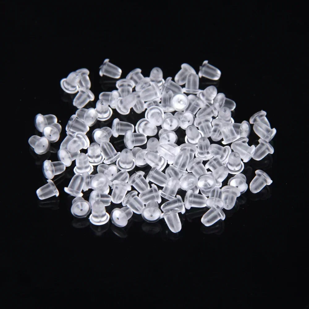 50–2000PCS Soft Silicone Earring Back Stoppers – Clear Rubber Stud Earring Safety Backs, DIY Jewelry Findings Accessories for Secure Fit