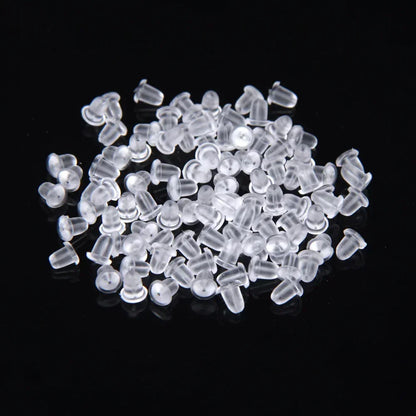 50–2000PCS Soft Silicone Earring Back Stoppers – Clear Rubber Stud Earring Safety Backs, DIY Jewelry Findings Accessories for Secure Fit