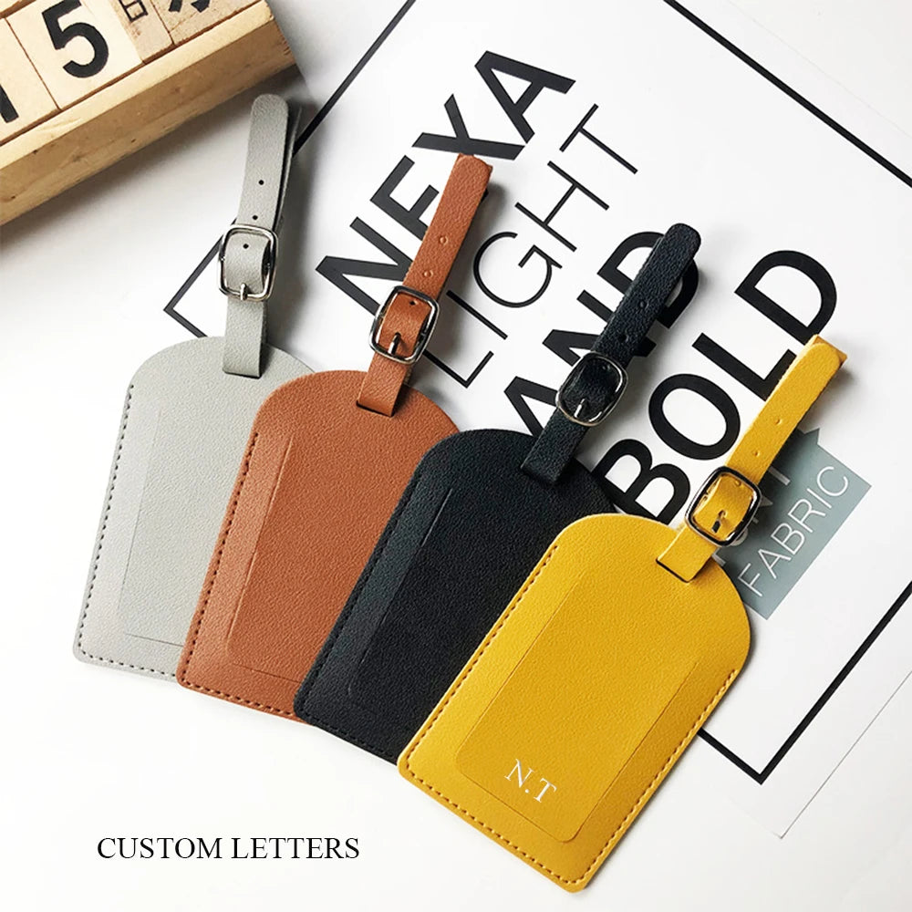 Custom Initial Luggage Tag – Personalized Name & Letter Tags for Men & Women, PU Travel Suitcase Label, Engraved Logo Airplane Accessories