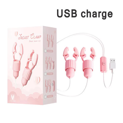 Vibrating Nipple Clamp Massager - Dual-Purpose Intimate Stimulation Toy for Adult Women with Breast & Clitoral Massage Functions
