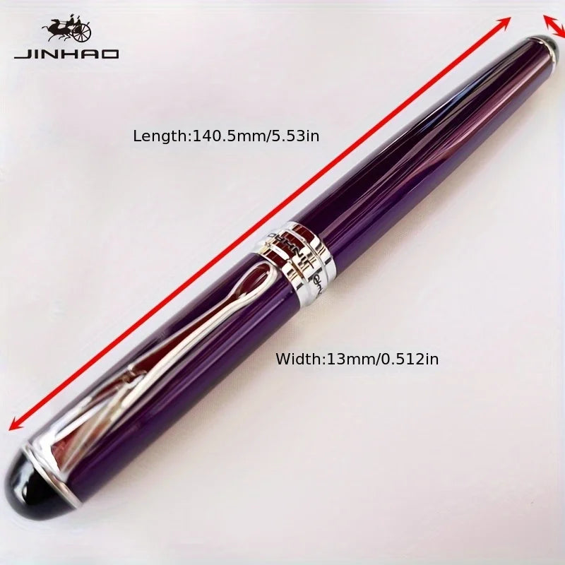 Jinhao X750 Fountain Pen Set - Medium Nib with Ink Converter, Silver Trim Calligraphy Writing Pen & Gift Set