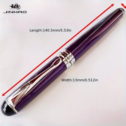 Jinhao X750 Fountain Pen Set - Medium Nib with Ink Converter, Silver Trim Calligraphy Writing Pen & Gift Set