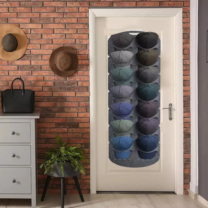 Felt Hat Storage Rack - Wall-Mounted Cap Holder, Baseball Peaked Cap Organizer, Travel Bag Clip, Closet Organizador