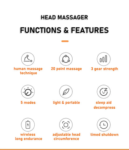 20-Head Orange Scalp Massager – Red Light Vibrating Octopus Scratcher for Relaxation, Stress Relief & Migraine Relief
