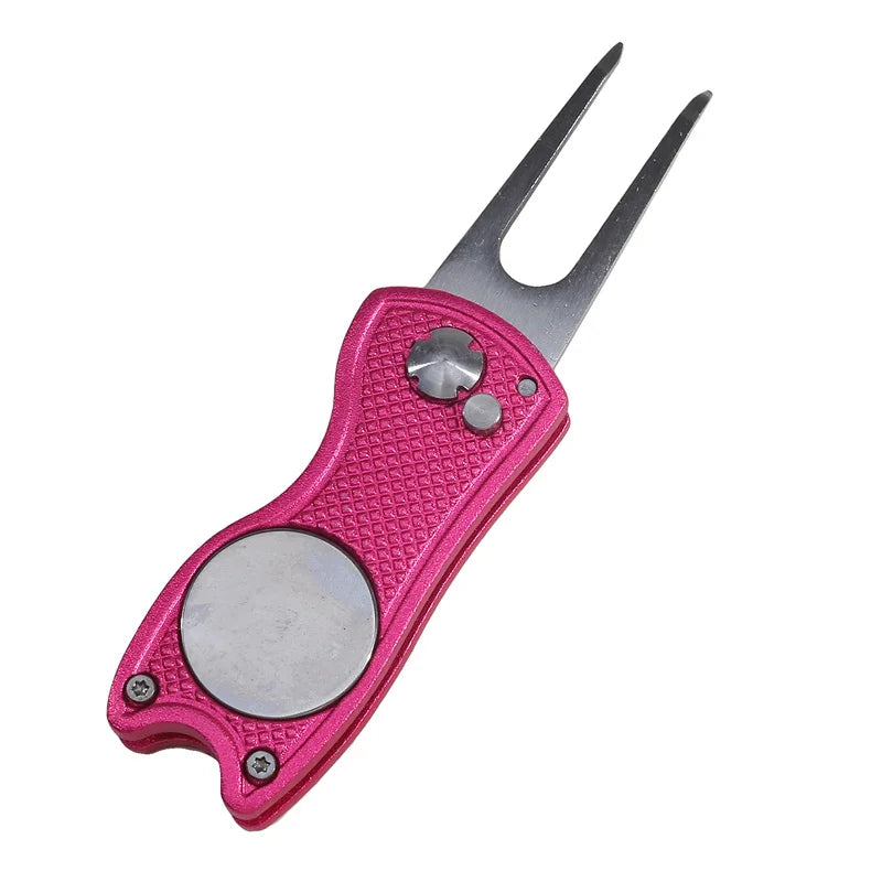 Foldable Golf Divot Repair Tool – Ball Marker & Groove Cleaner Putting Green Fork Accessory