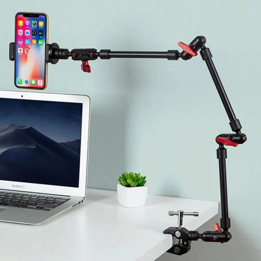 Versatile Camera Magic Arm with Super Clip Bracket - Clamp Mount for Smartphone, Camcorder, Action Camera, Tablet, Webcam - Studio Kit Essential