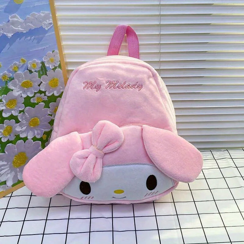 Kuromi Cinnamoroll & My Melody Plush Backpack – Adorable Large-Capacity Kawaii Design, Soft Cartoon Character Bag