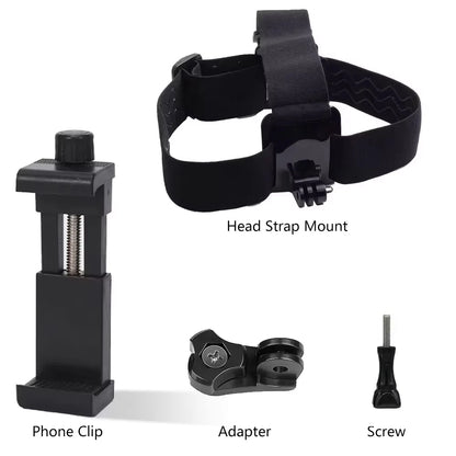 Action Camera Head Strap Mount - Adjustable Headband Holder for GoPro, SJCAM, AKASO, Insta360 and DJI Osmo Action Cameras