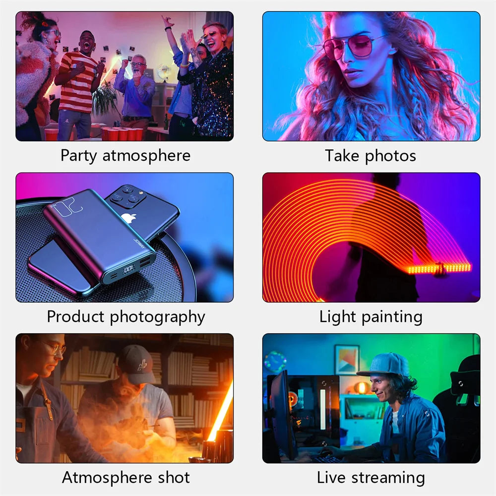 RGB LED Video Light Stick Wand Handheld Photography Fill Light with Tripod Stand for Party, Vlogging & Studio Shooting