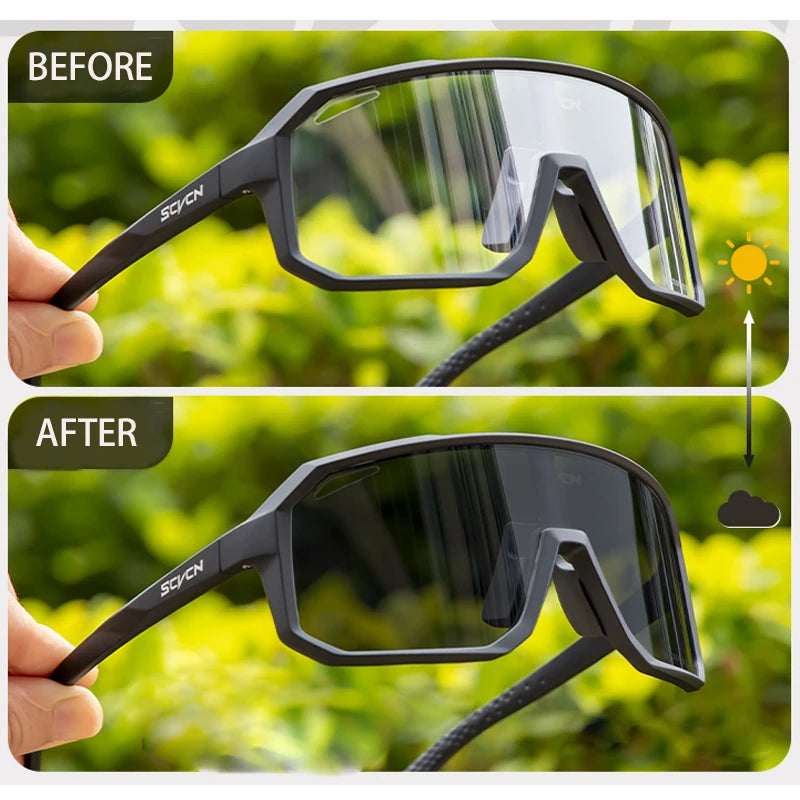 Photochromic UV400 Cycling Sunglasses – Men's & Women's Sports Eyewear for Running, Road, and Mountain Biking