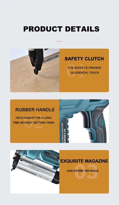 Cordless 18GA Nail & Staple Gun — 2-in-1 Nailer/Stapler, Makita Battery Compatible, 2 Modes, 500 Nails & Staples (Battery Not Included)