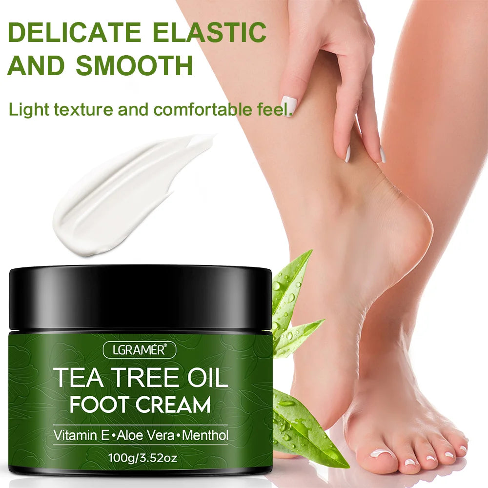 Tea Tree Oil Foot Cream – Exfoliating Foot Care for Rough, Cracked Feet, Softening & Long-Lasting Moisturization