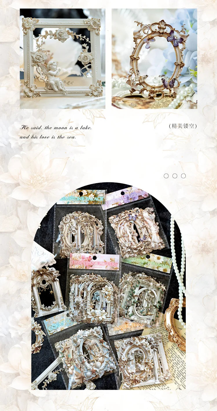 10 Pcs 3D Hollow Frame Card Paper for DIY Scrapbooking, Handmade Diary & Junk Journal Accessories