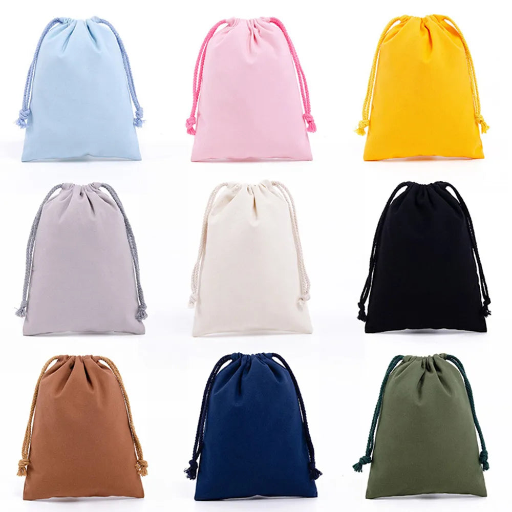 Eco-Friendly Cotton Drawstring Bag - Foldable Grocery Tote, Canvas Shopping Shoulder Bag, Portable Handbags for Storage
