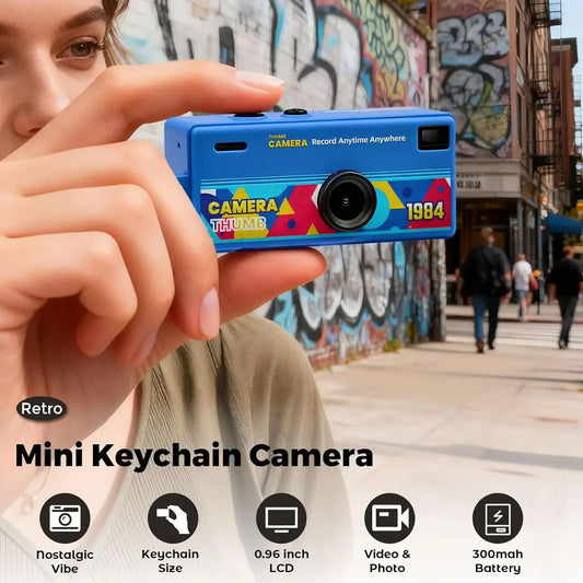 Mini Digital Keychain Camera - 1080P Retro Pocket Camcorder with Flash & Memory Card Support