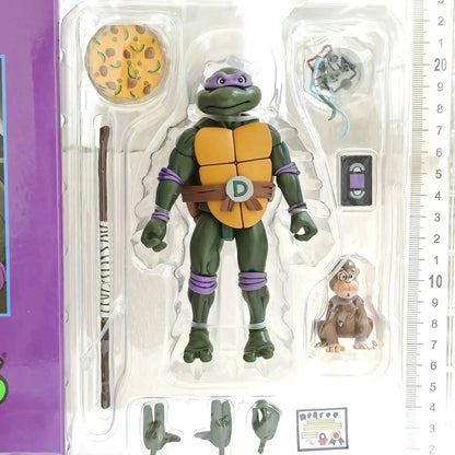 Four New NECA Anime Action Figures – Leonardo Teenage Mutant Ninja Turtles Pizza Club Model Figurines for Toys & Shelf Display