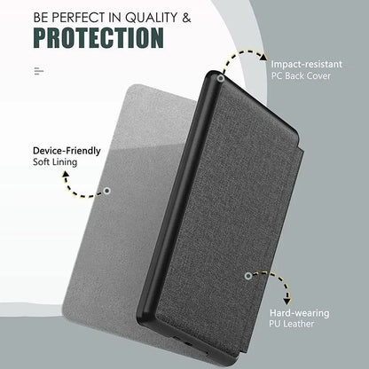 6" Kindle 11th Generation 2024 Case | PU Leather Ebook Cover with Hand Strap & Auto Wake Sleep