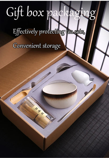 4/6Pcs Bamboo Matcha Tea Whisk Set – Scoop, Brush, Strainer & Bowl for Japanese Tea Ceremony