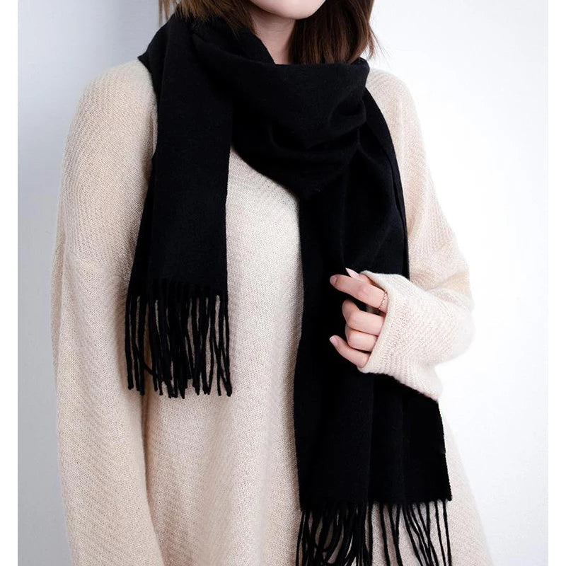 Solidlove Women’s Wool Winter Scarf – 100% Wool Cashmere Poncho Wrap, Fashionable Adult Scarf for Ladies