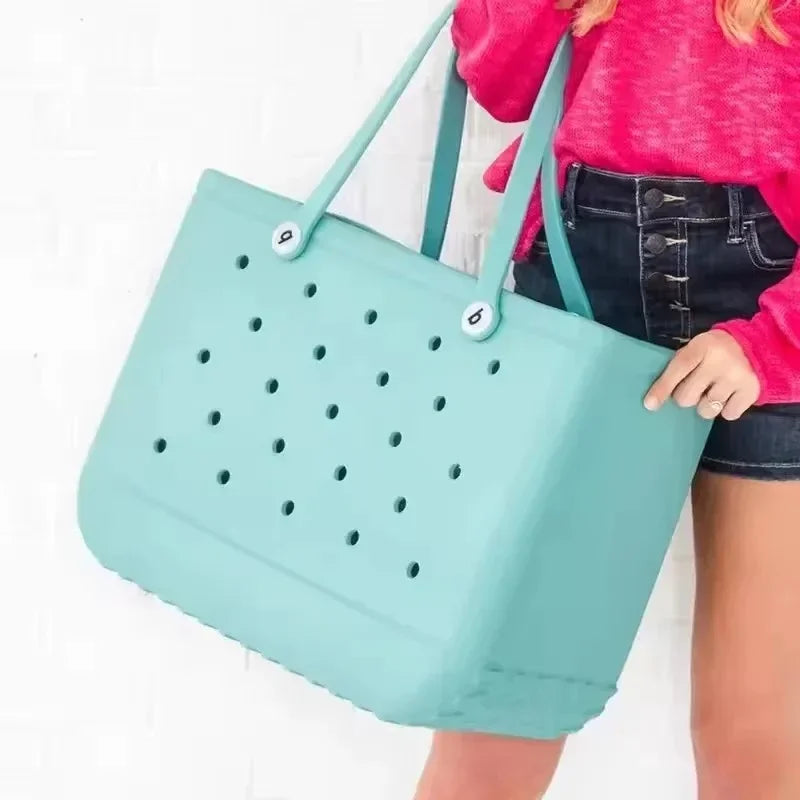 EVA Beach Bag for Women - Waterproof Bogg Rubber Travel Tote, Washable Handbag for Sports, Beach, Market, Pool